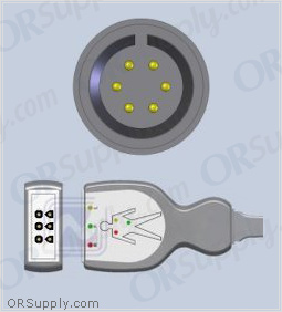 3-Lead ECG Cable with 6-Pin Monitor Connector and Tru-Link IEC Patient Connectors