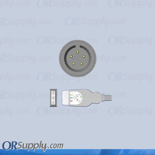 3-Lead ECG Cable with 5-Pin Monitor Connector and Safety DIN IEC Patient Connectors