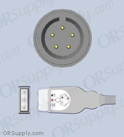 3-Lead ECG Cable with 5-Pin Monitor Connector and Safety DIN AHA Patient Connectors