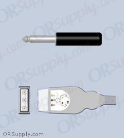 3-Lead ECG Cable with 32mm Male Monitor Connector and Safety DIN Inverse IEC Patient Connectors