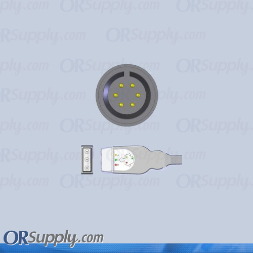3-Lead ECG Cable with 6-Pin Monitor Connector and Safety DIN IEC Patient Connectors